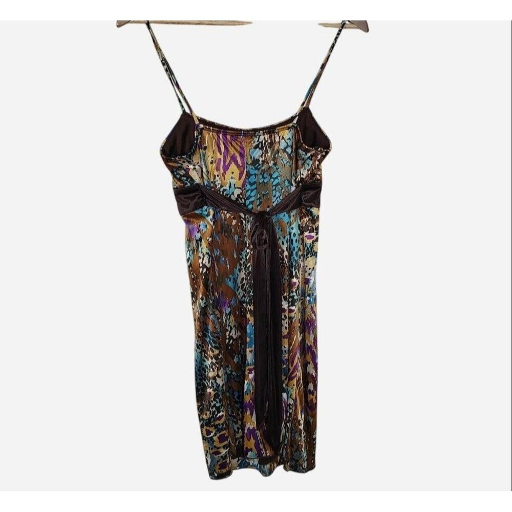 Y2K Abstract Print Dress Womens Size S Empire Waist Spaghetti Strap Retro - Picture 3 of 8